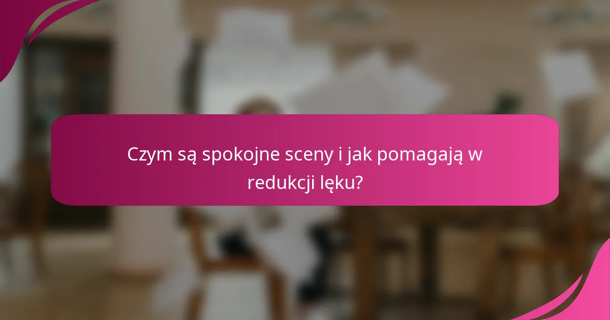 Czym są spokojne sceny i jak pomagają w redukcji lęku?