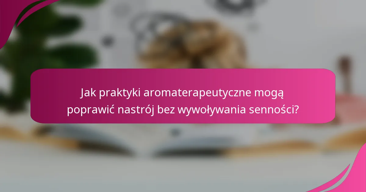 Jak praktyki aromaterapeutyczne mogą poprawić nastrój bez wywoływania senności?