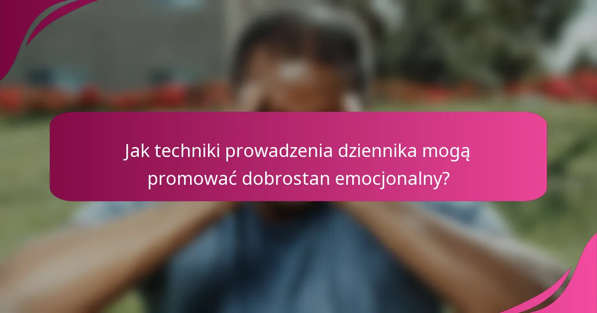 Jak techniki prowadzenia dziennika mogą promować dobrostan emocjonalny?
